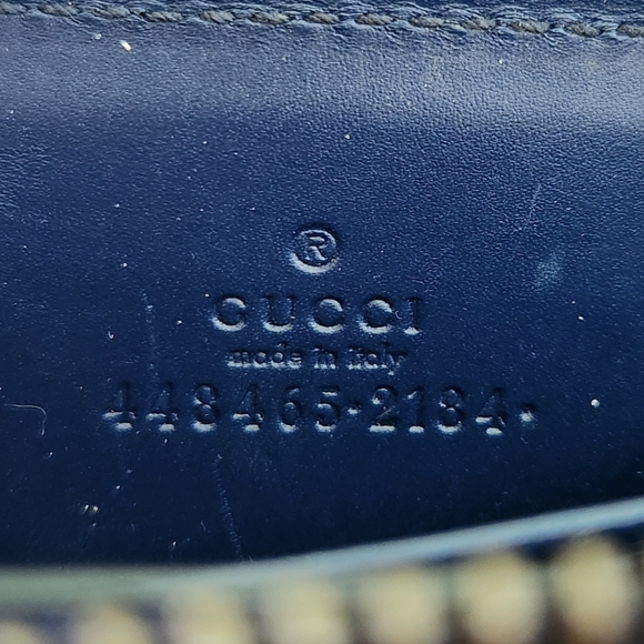 Gucci Ghost Leather Navy Zip Wallet Card Case - Picture 5 of 8